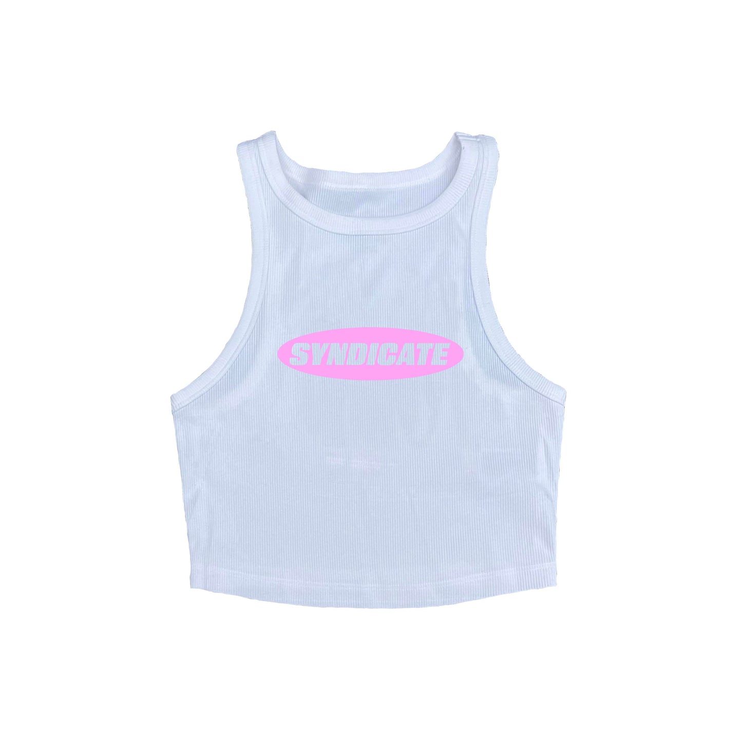 White & Pink Syndicate tank top