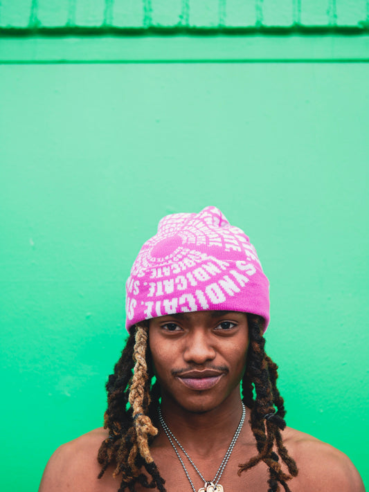 Pink & White Syndicate beanie